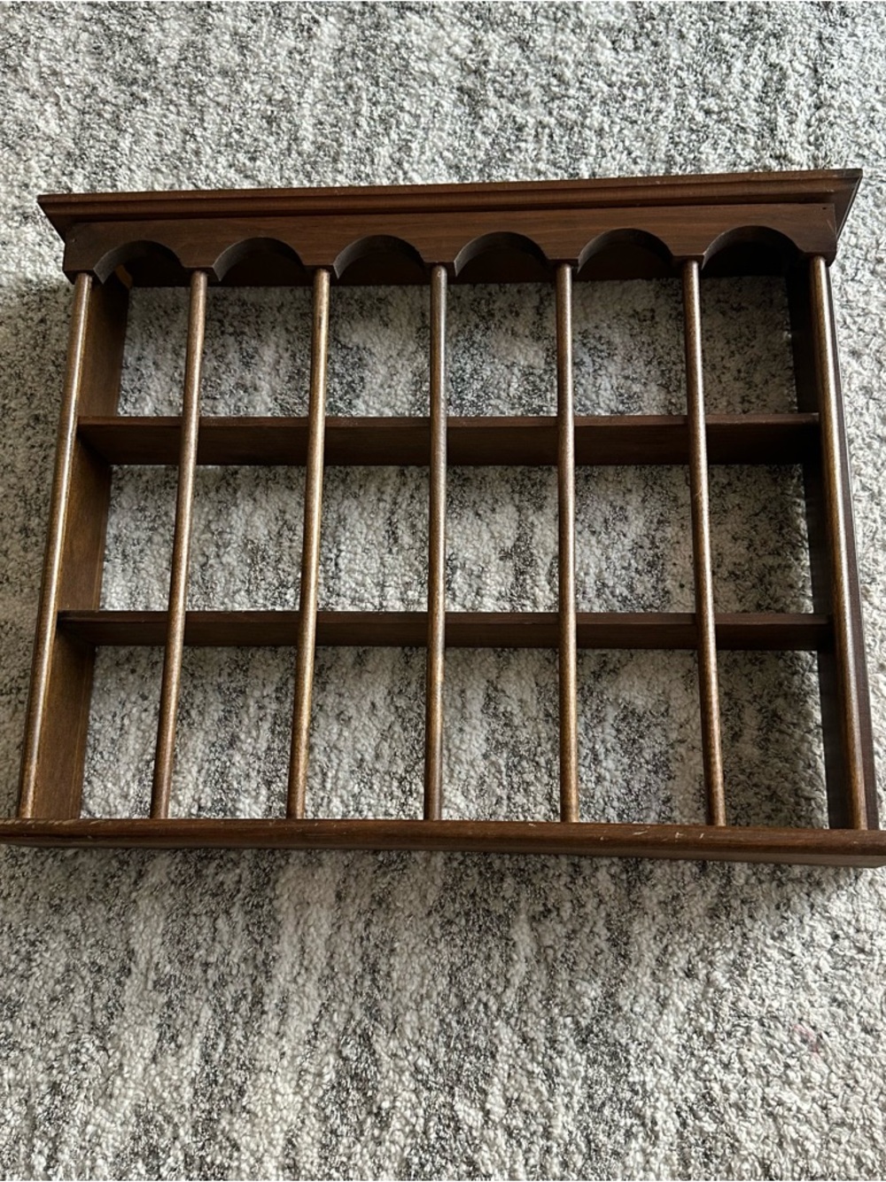 Vintage Dark Wood 3 Tier Tea‎ Cup Saucer Curio Display Shelf Wall Mount 19”x14”